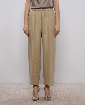 Peserico Beige linen trousers with lapels A0403602606