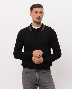 Trussardi Black polo with piping M0198000021NMK604K01