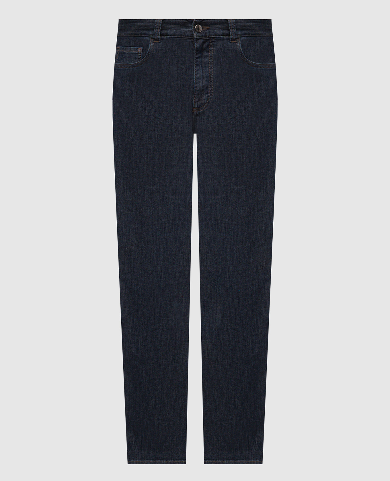 Blue jeans with logo patch