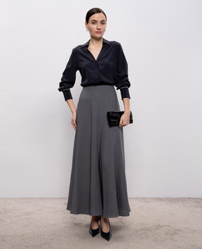 Peserico Blue silk blouse with monil chain A0688307325
