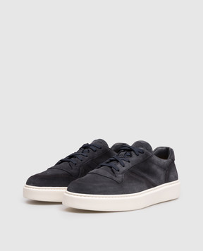 Doucal's Blue suede sneakers with logo DU3146HAXEUY260