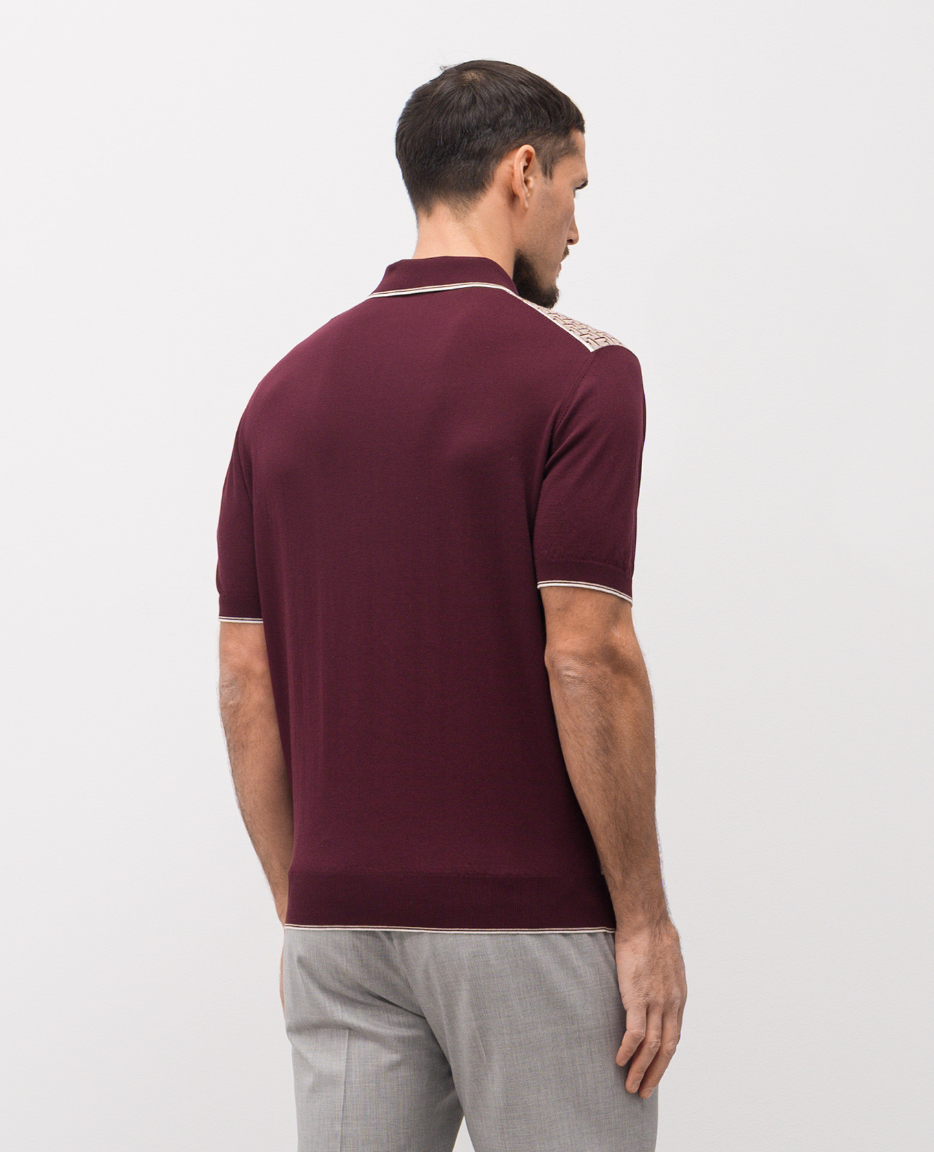 

Burgundy polo shirt with silk in a contrasting pattern Stefano Ricci
