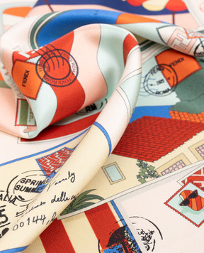 Fendi Beige silk scarf with print FXT091B13F