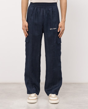Palm Angels Blue linen cargo pants PMCF03CS26FAB001