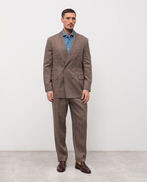 Brunello Cucinelli Brown linen and wool suit MZ4089CPN2