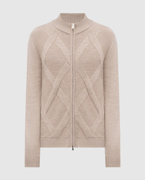 Cashmere&Whiskey Beige merino wool cardigan CH08