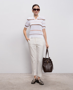 Peserico White striped polo with lurex A99092F149173M