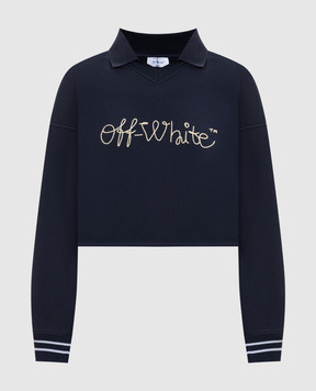Off-White Blue polo sweatshirt with logo OWBA07BF25FLE002