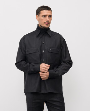 Dolce&Gabbana Black striped wool shirt G5OG7TFR2ZX