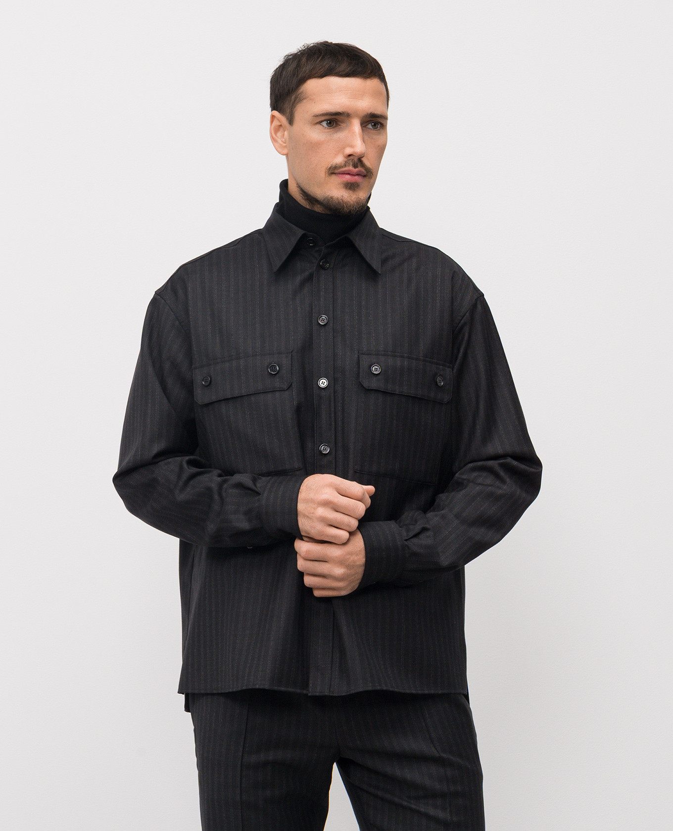 Black striped wool shirt Dolce&Gabbana 3