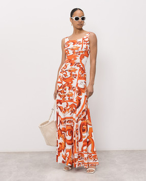 Dolce&Gabbana White maxi dress with branded print F6DAOTFS8DS