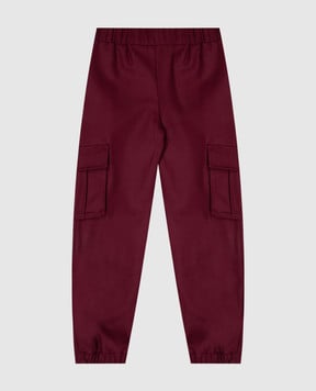 Balmain Children's burgundy wool cargo joggers BZ6I20I033910