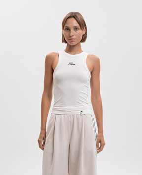 Palm Angels Ivory T-shirt with embroidered logo PAWAC006JR001