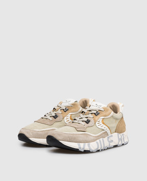 Voile Blanche Beige combination sneakers CLUB01 with vintage effect 0012017465181D52