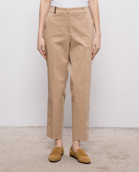 Peserico Beige pants with brand patch P0471801037