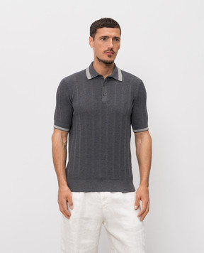 Brunello Cucinelli Gray polo with stripes M29204205P