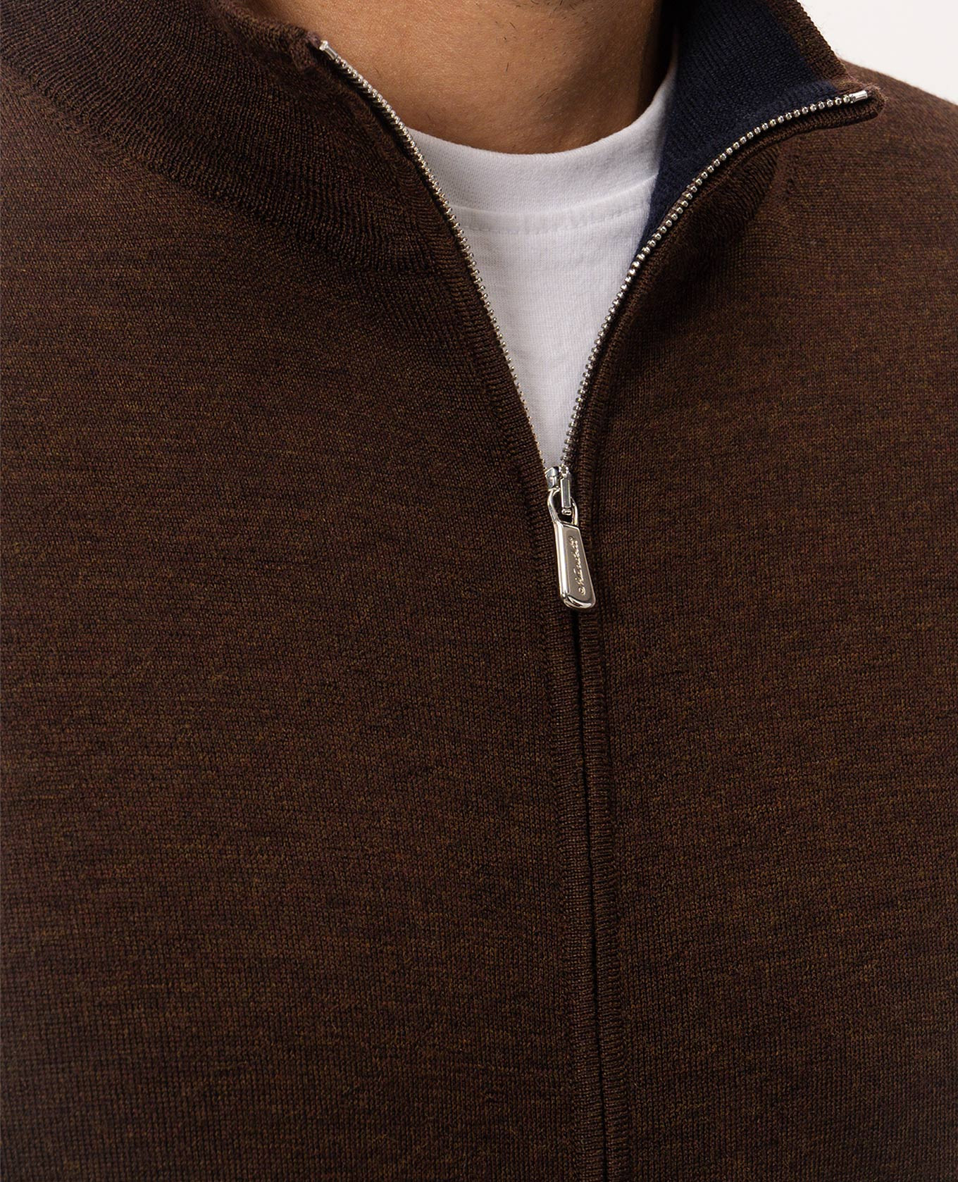 Brown wool cardigan Enrico Mandelli 5