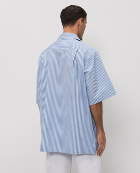 Dolce&Gabbana Blue striped shirt with short sleeves G5OL6TFR513