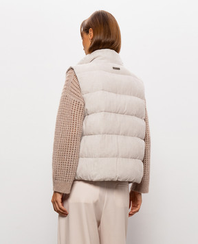 Peserico Beige corduroy down vest A0347502246