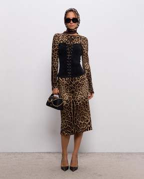 Dolce&Gabbana Brown leopard print dress F6GAVTFSRKY