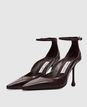 Jimmy Choo Quinci burgundy leather sandals with eel-like embossing QUINCI95FQB