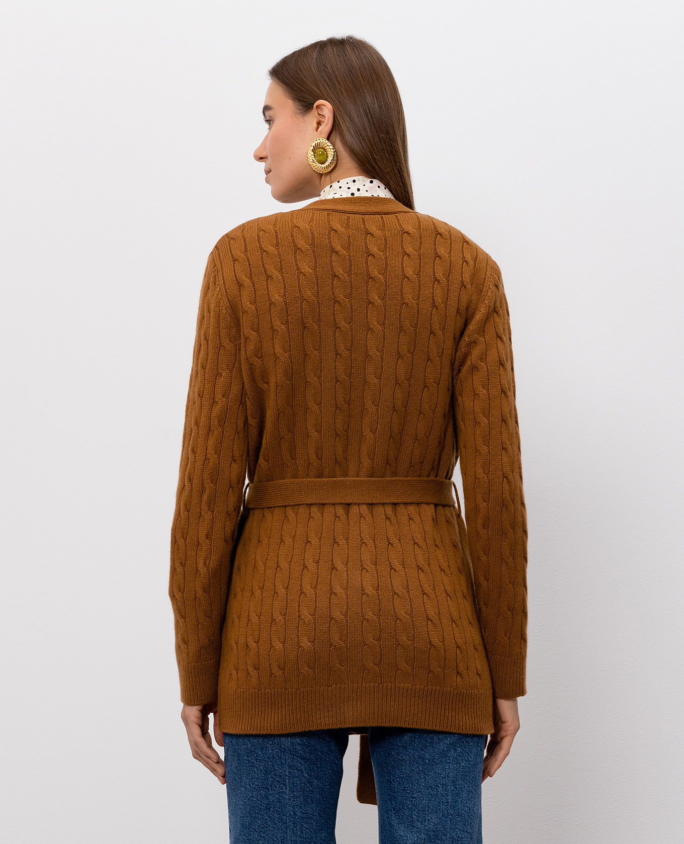 Brown cashmere cardigan with belt Valentino 4