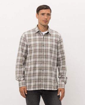 Peserico Gray checkered shirt R5606000224