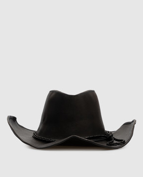 Ann Demeulemeester Joleik black leather hat with vintage effect B0014379LT137