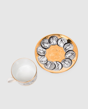 Fornasetti Cammei porcelain tea cup and saucer P14Z292