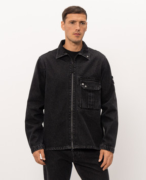 Stone Island Black denim jacket in shirt style L2S141200002S0J32