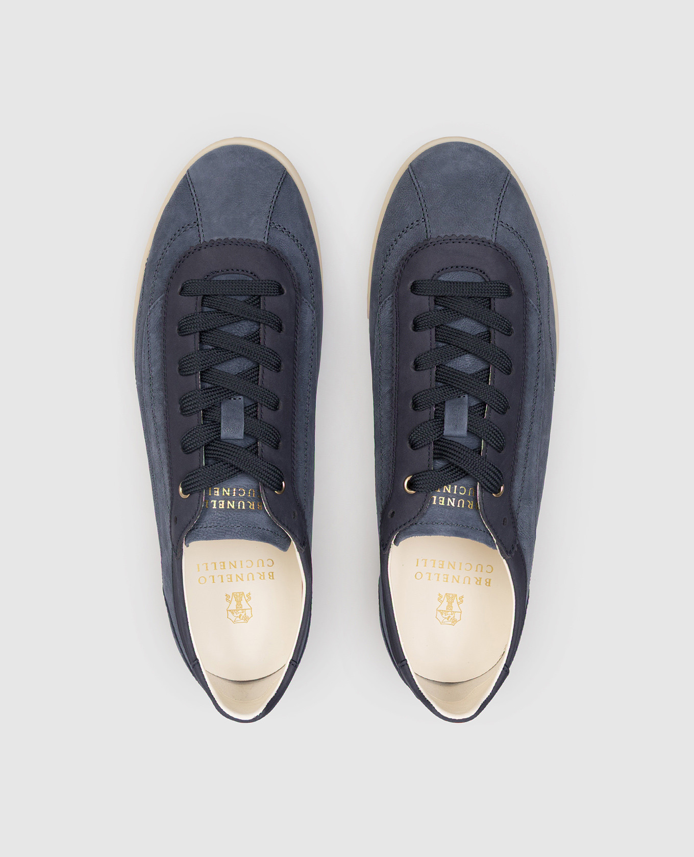 Blue leather sneakers with logo Brunello Cucinelli 4