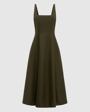 Twinset Khaki midi dress with linen 261TF2021