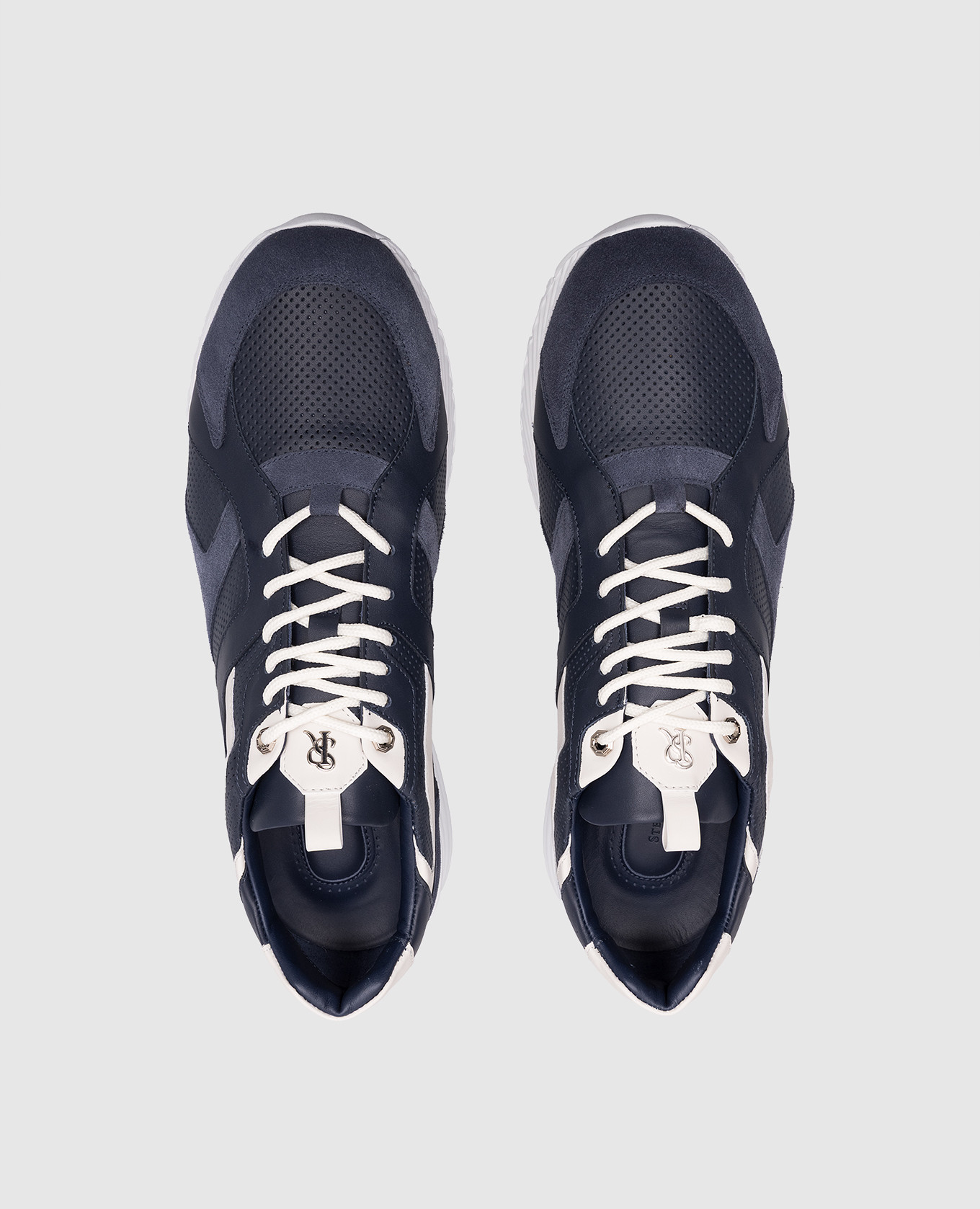 

Blue leather sneakers with monogram Stefano Ricci