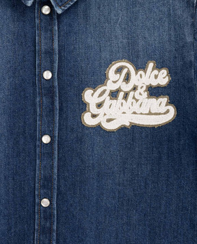 Dolce&Gabbana Children's blue denim shirt with logo patch L44S77LDD66812+