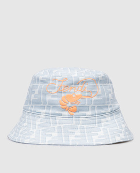 Fendi Children's blue linen panama with emblem print JUP077AWM1