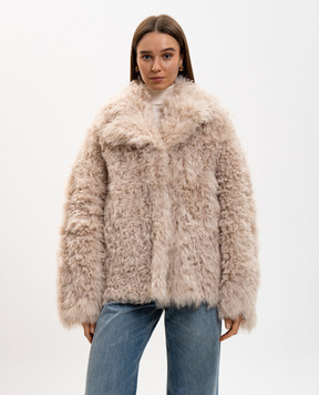 Babe Pay Pls Beige sheepskin coat with turn-down collar 2331VEGA