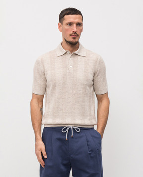 Brunello Cucinelli Beige polo with linen M2L707815