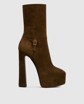 Saint Laurent Brown suede ankle boots NICO 8406720LI00