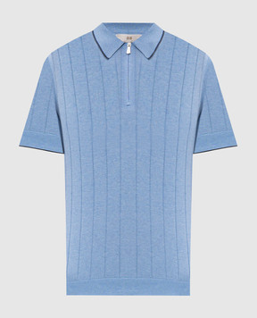 Enrico Mandelli Blue striped silk polo shirt 3K066A5675