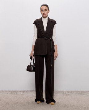 Agnona Brown B-jersey wool and cashmere vest TV1202AYD708