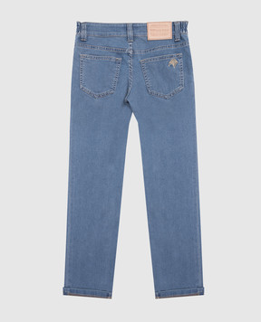 Stefano Ricci Children's blue jeans with embroidered emblem YFT6103100T295GR