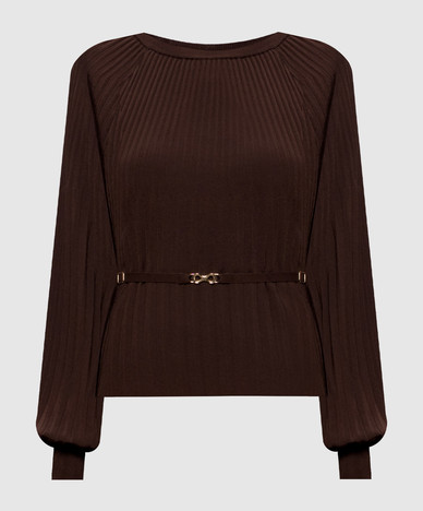 Brown jumper with belt