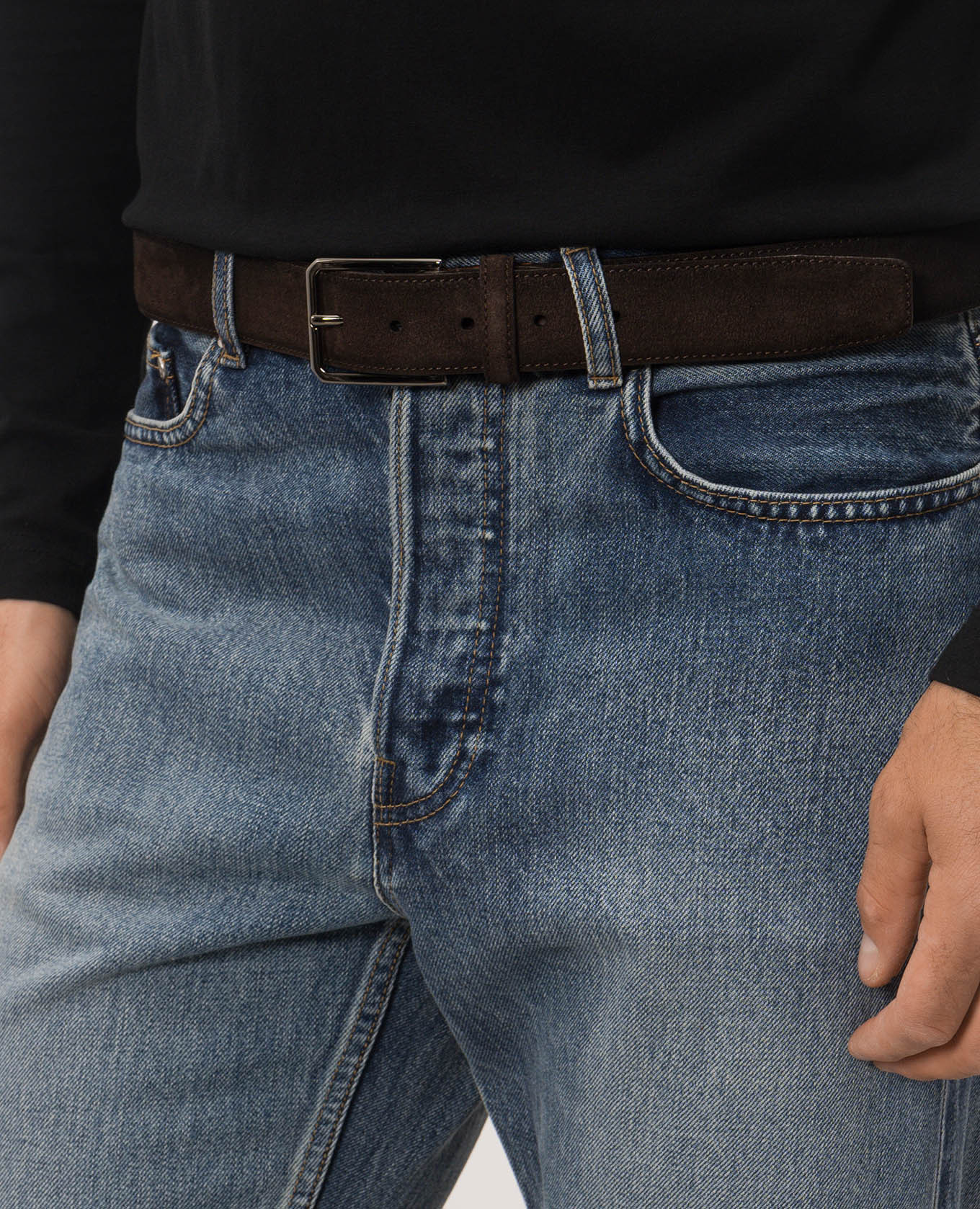 Brown suede belt Santoni 2