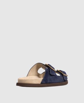 Brunello Cucinelli Blue flip-flops with logo engraving MZUSOLY235