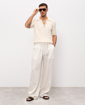 Dolce&Gabbana Ivory striped linen pants GP1N9TFBMF1