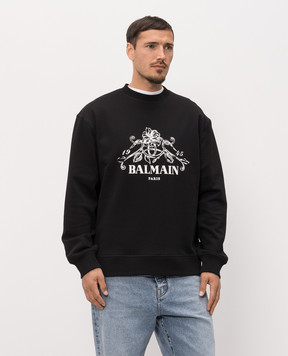 Balmain Black sweatshirt with print HH1JQ130BD65