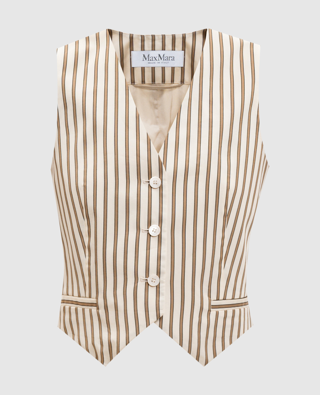 Beige FAUNO striped vest with silk
