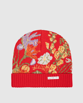 MANTERO 1902 Red wool hat with floral pattern 1350FJACQD00925