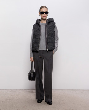 Peserico Gray down vest with wool A03474A8912
