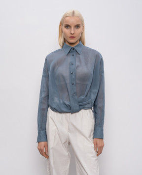 Brunello Cucinelli Gray blouse with drapery M0F91MX616